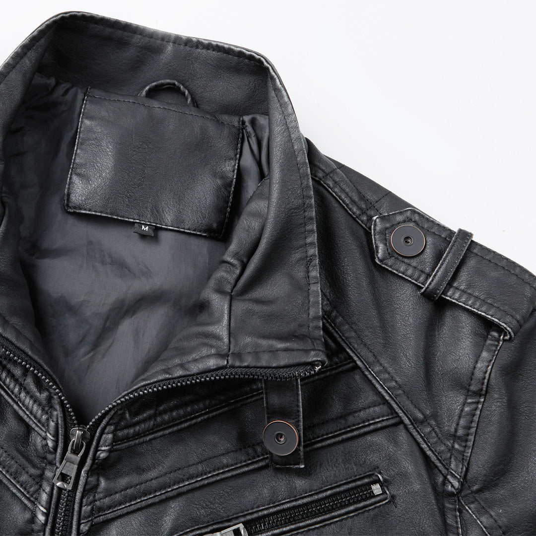 Lederjacke Herren Vintage  Stehkragen