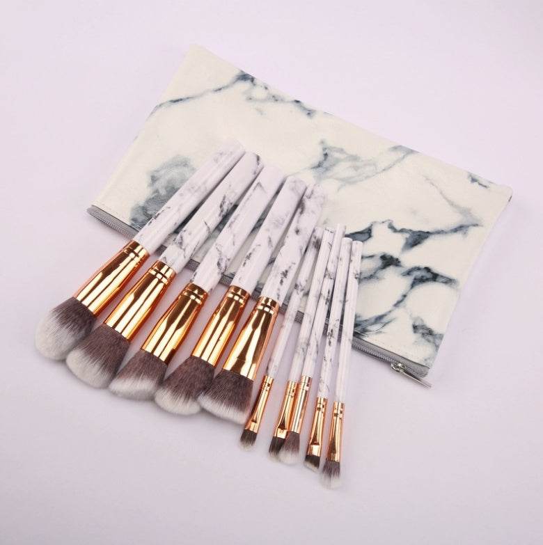 10 Marmor-Make-up-Pinsel-Sets, Beauty-Tools, Rouge, Lidschatten, Gesichtsmodifikation, 5 große und 5 kleine Explosionen. - FreeWave Fashion 