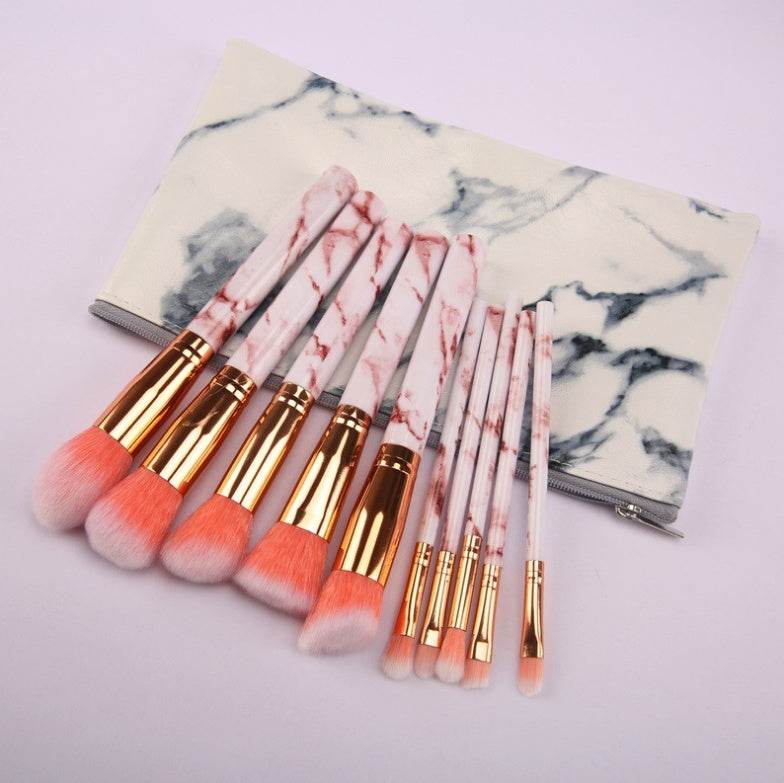 10 Marmor-Make-up-Pinsel-Sets, Beauty-Tools, Rouge, Lidschatten, Gesichtsmodifikation, 5 große und 5 kleine Explosionen. - FreeWave Fashion 