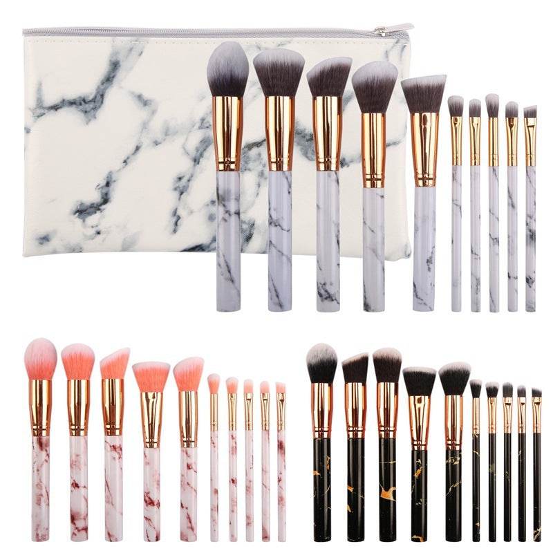 10 Marmor-Make-up-Pinsel-Sets, Beauty-Tools, Rouge, Lidschatten, Gesichtsmodifikation, 5 große und 5 kleine Explosionen. - FreeWave Fashion 