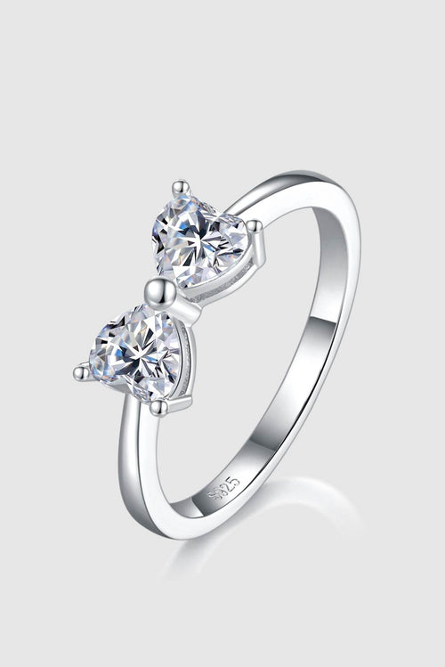 1 Karat Moissanit Silberring 925 Sterling Silber Schleifenring - Moissanit Silberring 1 Karat - FreeWave Fashion