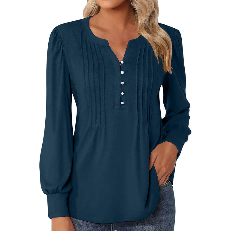 Elegantes Lockeres Damen Top Plissee