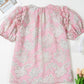 Floral Tie Neck Puff Sleeve Blouse - FreeWave Fashion 