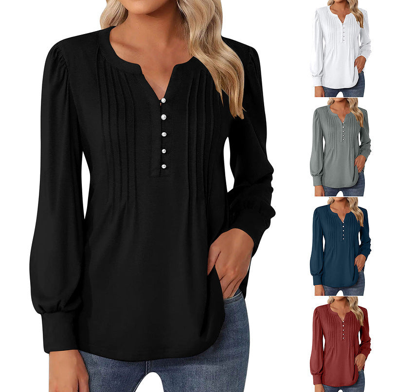 Elegantes Lockeres Damen Top Plissee