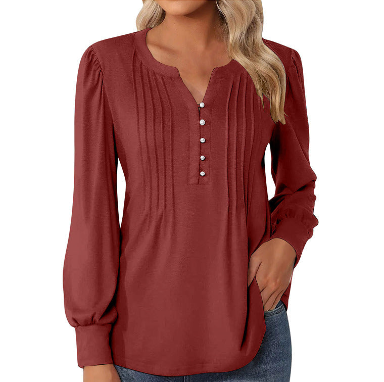 Elegantes Lockeres Damen Top Plissee