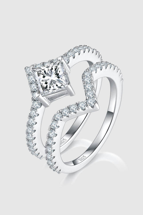 1 Karat Moissanit Ring aus 925er Sterlingsilber, doppelschichtig - FreeWave Fashion
