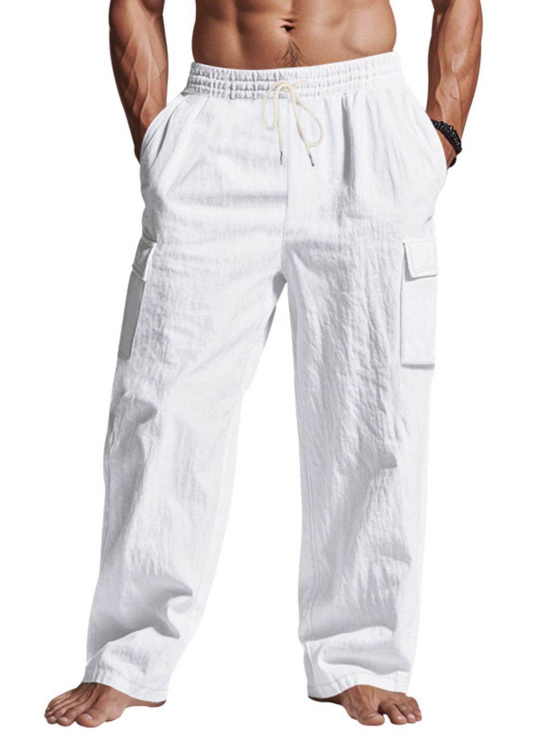 Herrenhose in voller Größe mit Kordelzug und Taschen, Übergröße - FreeWave Fashion 