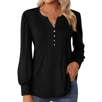 Elegantes Lockeres Damen Top Plissee