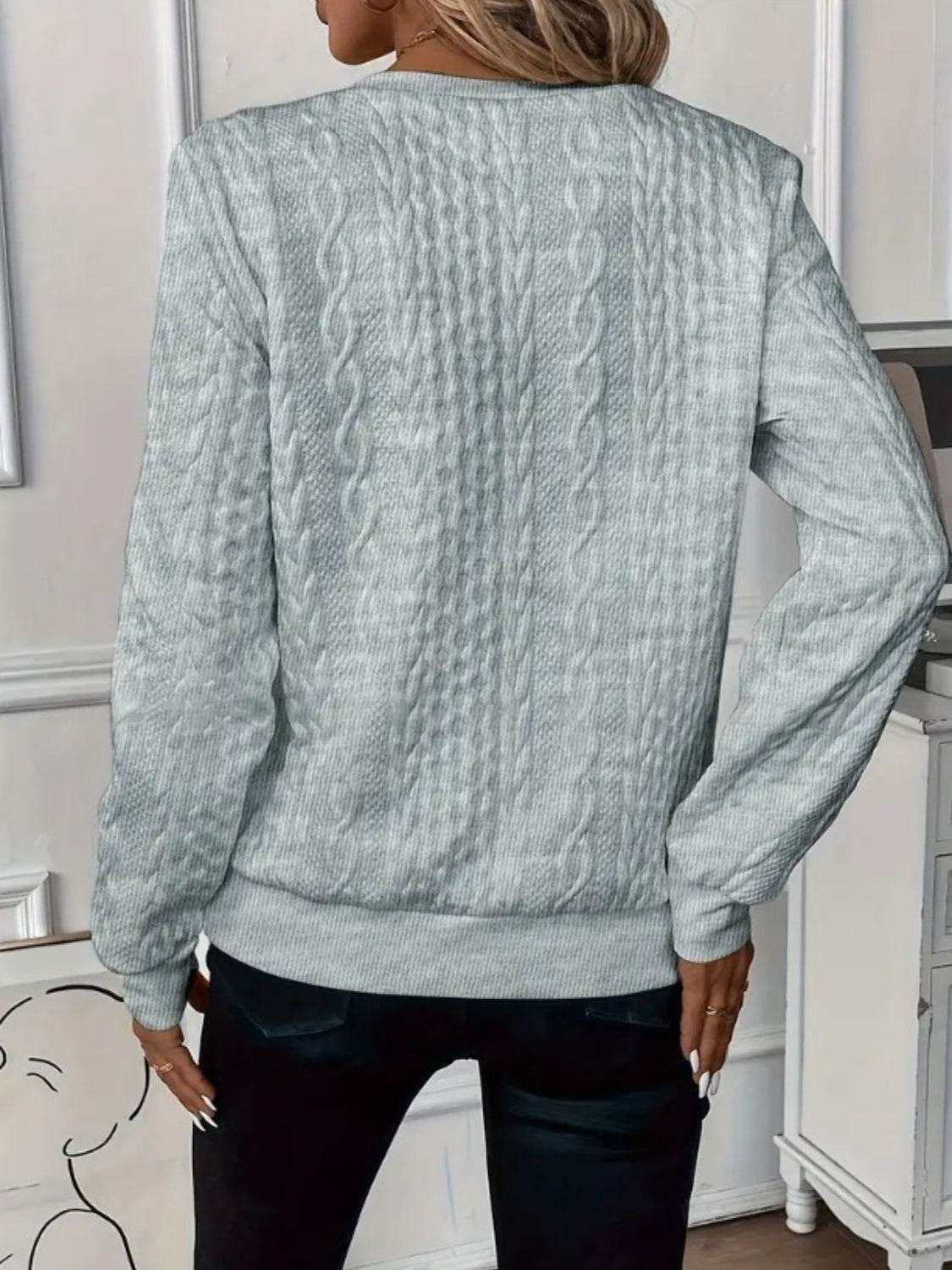 Strukturiertes Langarm-Sweatshirt mit Reißverschluss für Damen - FreeWave Fashion