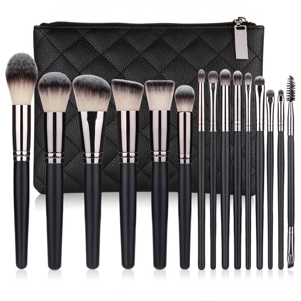 15 Make-up-Pinsel-Set, komplettes Set, mattschwarz, Make-up-Tools - FreeWave Fashion 