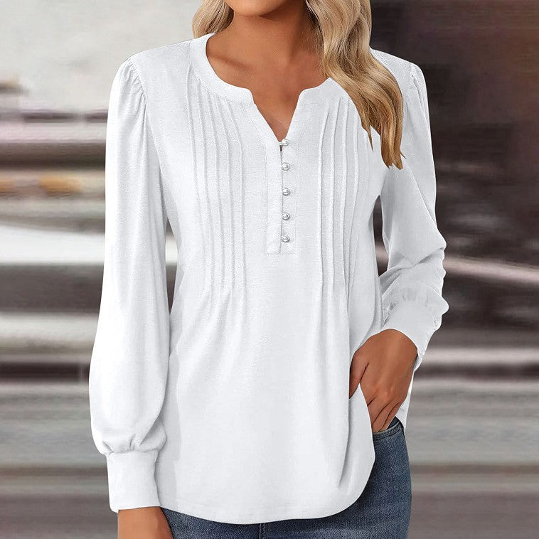 Lockeres, elegantes Damen-Top mit Plissee-Falten, fließender Stoff – ideal für stilvolle Alltags- oder Büro-Outfits.