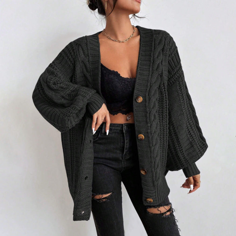 V-Ausschnitt  Twist Strickmantel