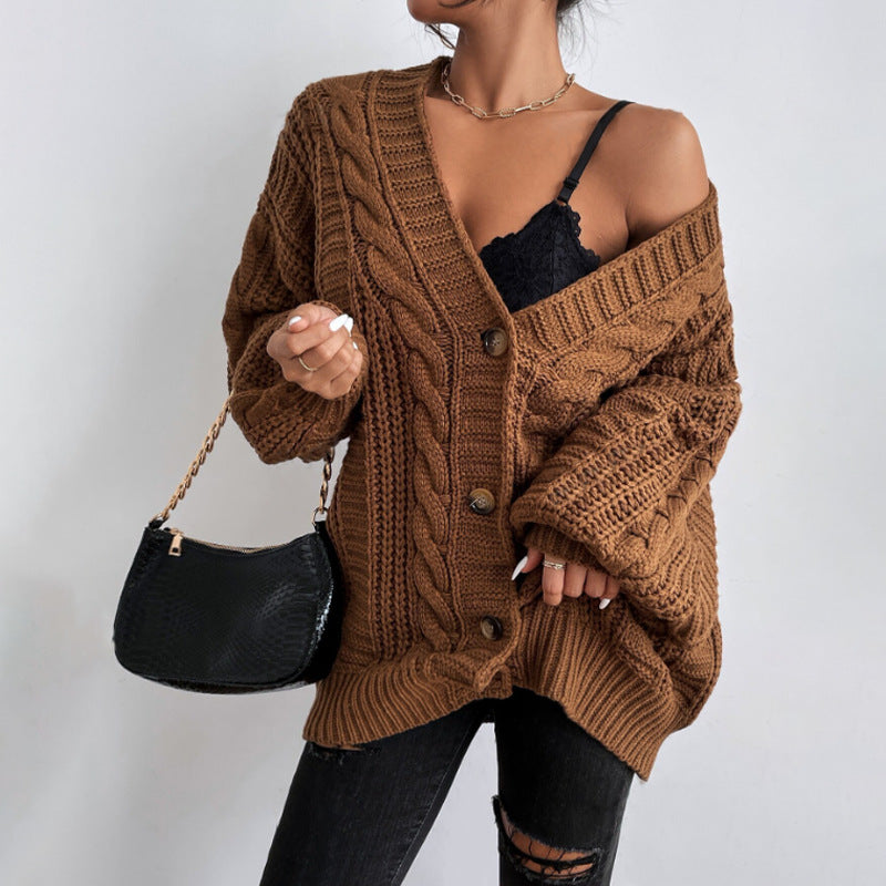 V-Ausschnitt  Twist Strickmantel