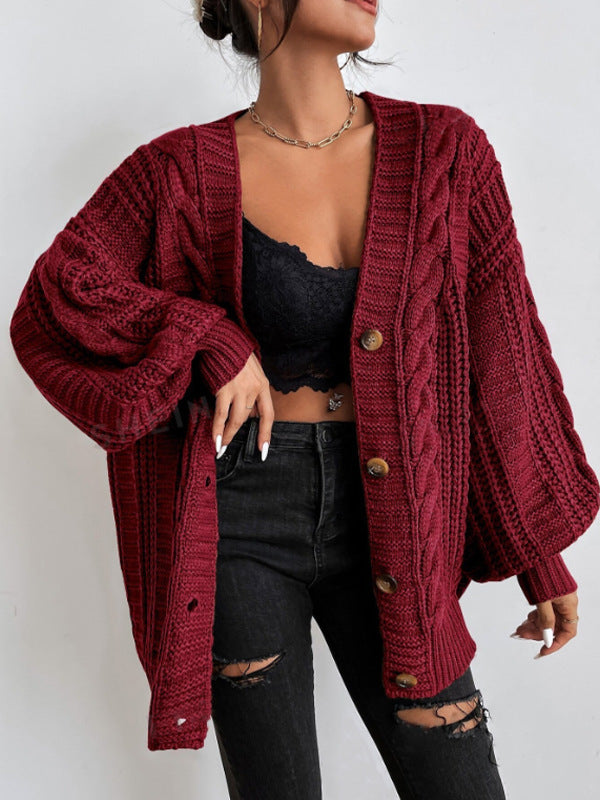 V-Ausschnitt  Twist Strickmantel