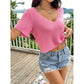Sommerpullover mit V-Ausschnitt, kurzes, bauchfreies Oberteil