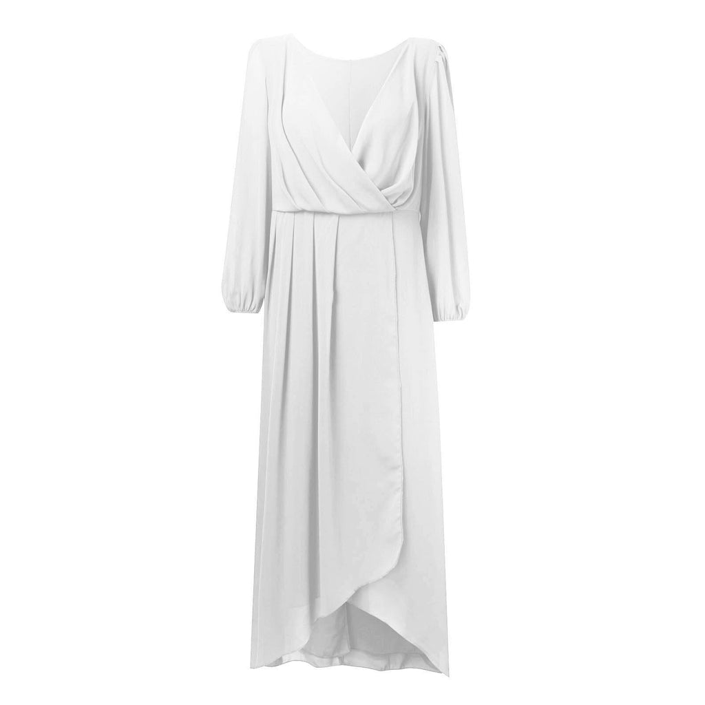 V-Ausschnitt Langarmkleid für elegante Partys und Abende - FreeWave Fashion