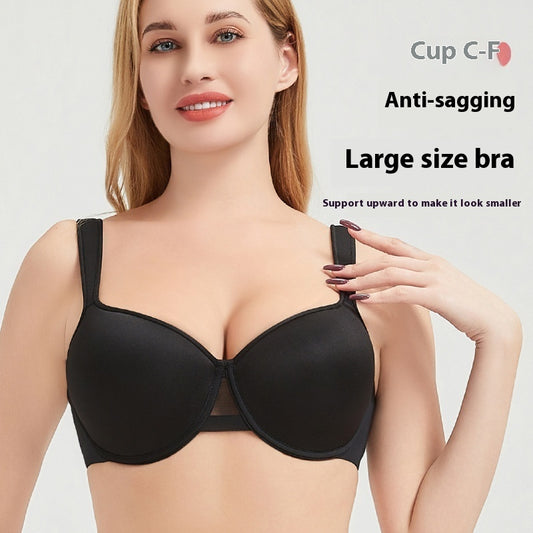 Plus Size Damen-Unterwäsche mit Anti-Sagging-Funktion für große Oberweite – stützender, bequemer BH ohne Bügel mit ergonomischem Halt.