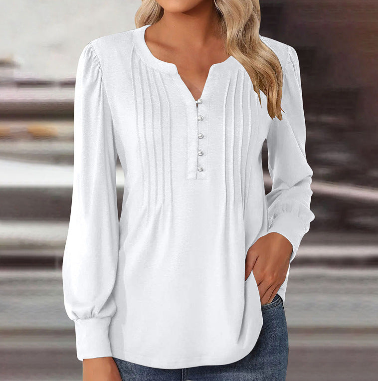 Elegantes Lockeres Damen Top Plissee