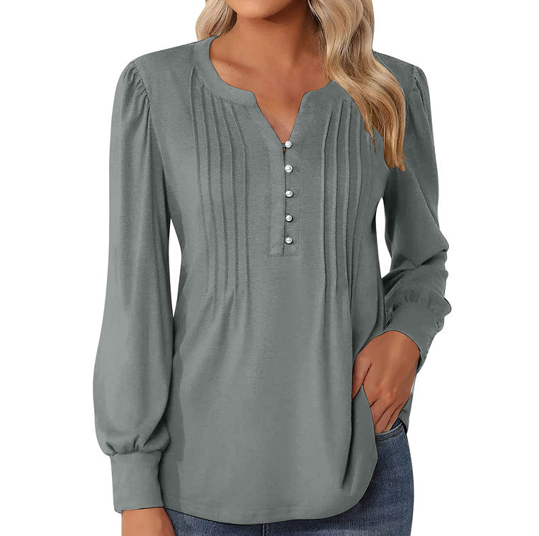 Elegantes Lockeres Damen Top Plissee