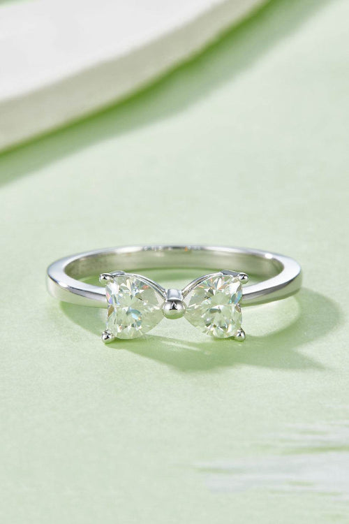 1 Karat Moissanit Silberring 925 Sterling Silber Schleifenring - Moissanit Silberring 1 Karat - FreeWave Fashion