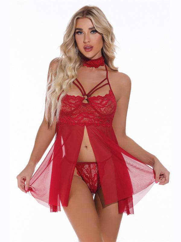 Verführerisches Nachtkleid mit Spitze und Rückenausschnitt - FreeWave Fashion 