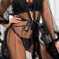 Verführerisches Damen-Nachtkleid mit Federn und Mesh - FreeWave Fashion 