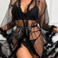 Verführerisches Damen-Nachtkleid mit Federn und Mesh - FreeWave Fashion 