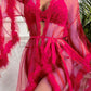 Verführerisches Damen-Nachtkleid mit Federn und Mesh - FreeWave Fashion 