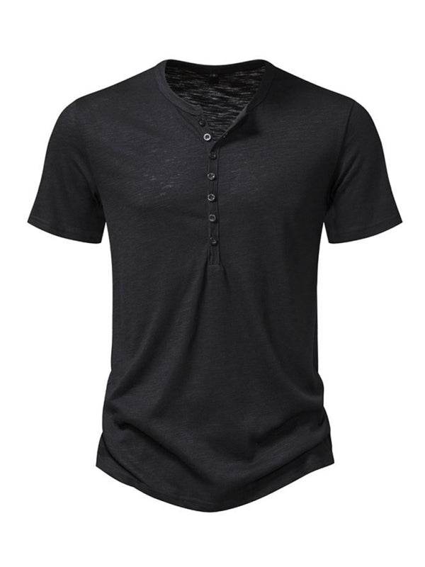 Herren Henley Casual Fashion Basic Kurzarm-T-Shirt - FreeWave Fashion 