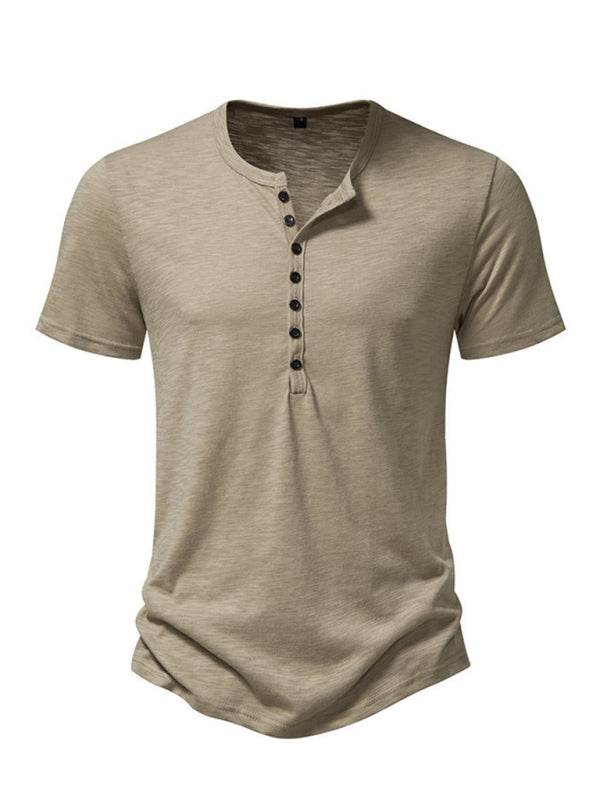 Herren Henley Casual Fashion Basic Kurzarm-T-Shirt - FreeWave Fashion 