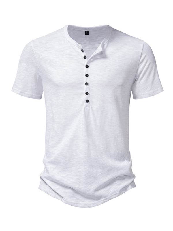 Herren Henley Casual Fashion Basic Kurzarm-T-Shirt - FreeWave Fashion 
