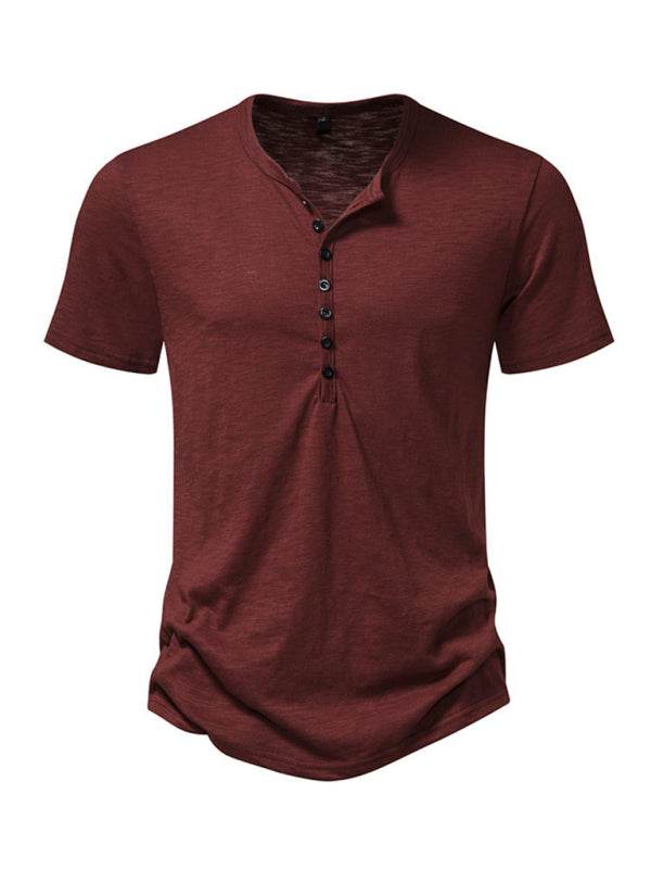 Herren Henley Casual Fashion Basic Kurzarm-T-Shirt - FreeWave Fashion 