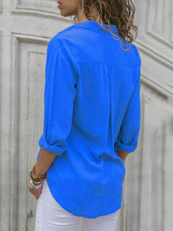 Schicke, selbst gestaltete Polyester-Damenbluse mit Reverskragen - FreeWave Fashion 
