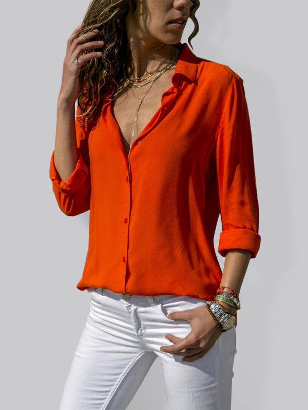 Schicke, selbst gestaltete Polyester-Damenbluse mit Reverskragen - FreeWave Fashion 