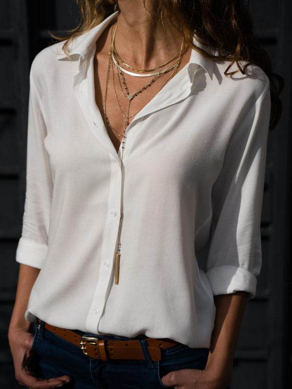 Schicke, selbst gestaltete Polyester-Damenbluse mit Reverskragen - FreeWave Fashion 