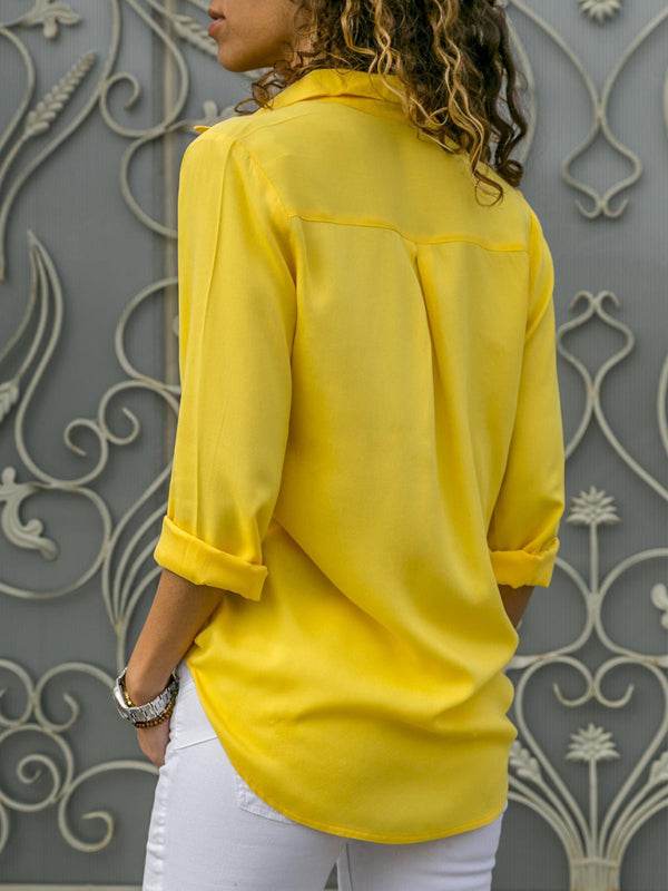 Schicke, selbst gestaltete Polyester-Damenbluse mit Reverskragen - FreeWave Fashion 