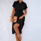 Elegantes, lässiges Hemdkleid mit Knopfleiste und Taillenschnürung - FreeWave Fashion 