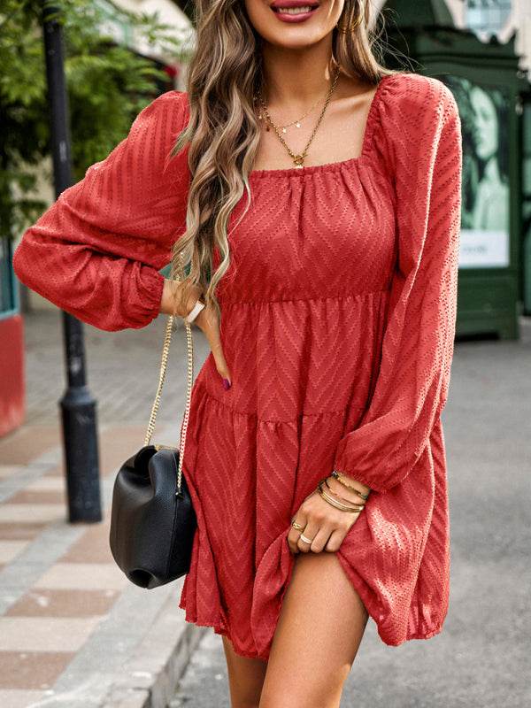 Langarm-Taillenkleid - FreeWave Fashion 