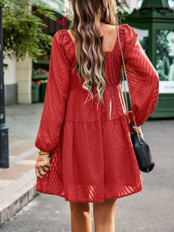 Langarm-Taillenkleid - FreeWave Fashion 