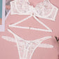 New sexy flower embroidered sexy lingerie set lace thong bra three-piece set with underwire - FreeWave Fashion 
