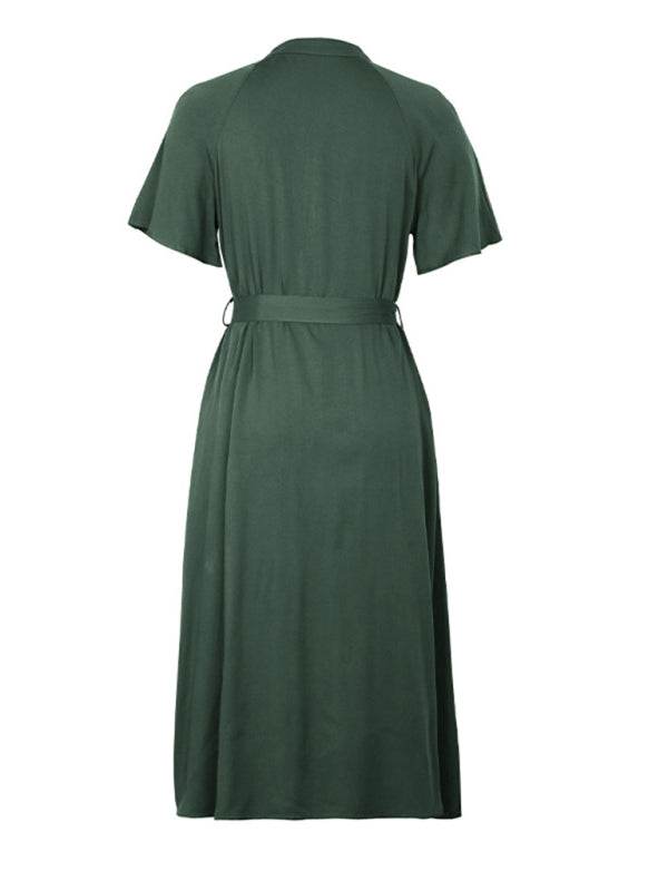 Einreihiges grünes Kleid - FreeWave Fashion 