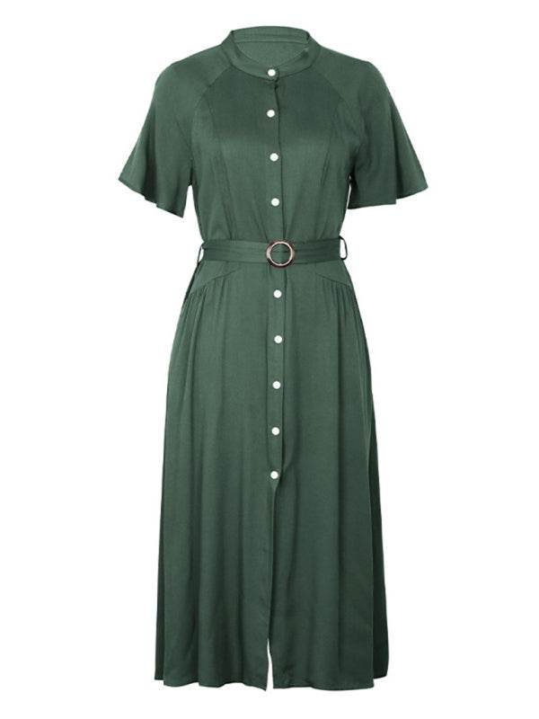 Einreihiges grünes Kleid - FreeWave Fashion 