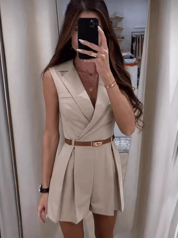 Temperamentvoller Pendleranzug-Overall (Gürtel nicht im Lieferumfang enthalten) - FreeWave Fashion 