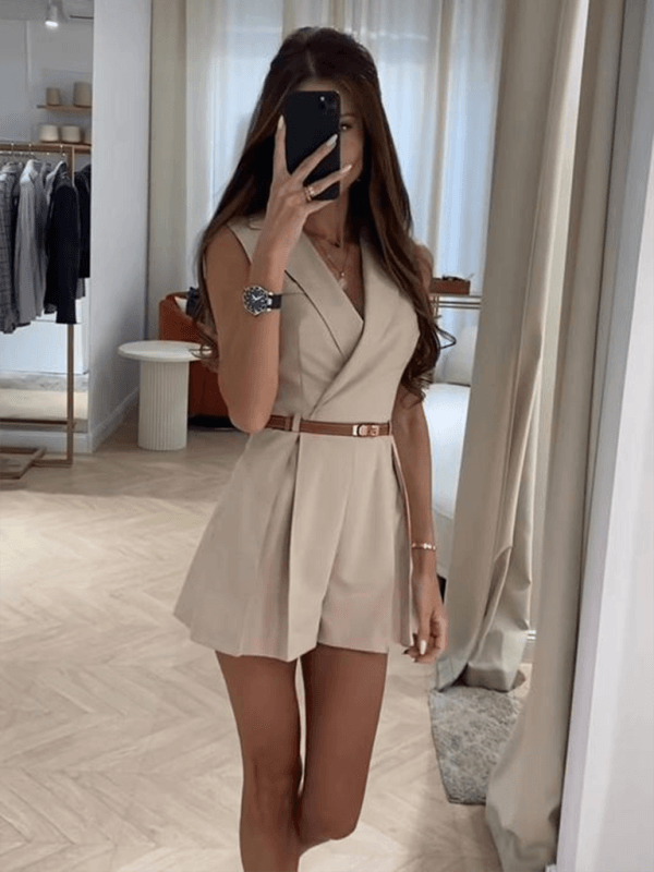 Temperamentvoller Pendleranzug-Overall (Gürtel nicht im Lieferumfang enthalten) - FreeWave Fashion 