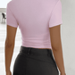 Unifarbenes Oberteil, tailliertes, kurzes, schmal geschnittenes, nabelfreies T-Shirt - FreeWave Fashion 