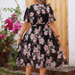 Übergröße Damen V-Ausschnitt Flatterärmel Tailliertes Blumenkleid - FreeWave Fashion 