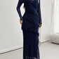 Elegante Slim-Style V-Ausschnitt Kleid mit langen Ärmeln - FreeWave Fashion 