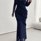 Elegante Slim-Style V-Ausschnitt Kleid mit langen Ärmeln - FreeWave Fashion 