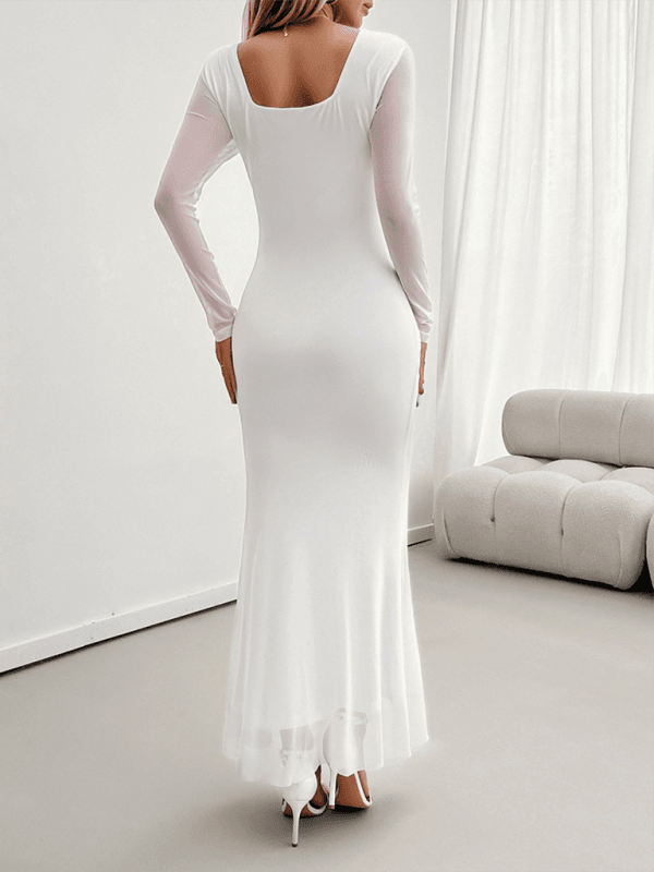 Elegante Slim-Style V-Ausschnitt Kleid mit langen Ärmeln - FreeWave Fashion 