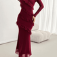 Elegante Slim-Style V-Ausschnitt Kleid mit langen Ärmeln - FreeWave Fashion 